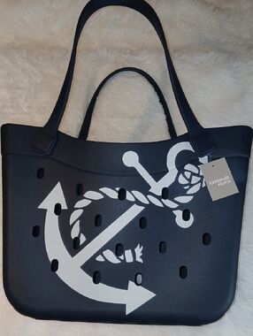 Kirkland's Home Anchor Print Carry-All Rubber Tote